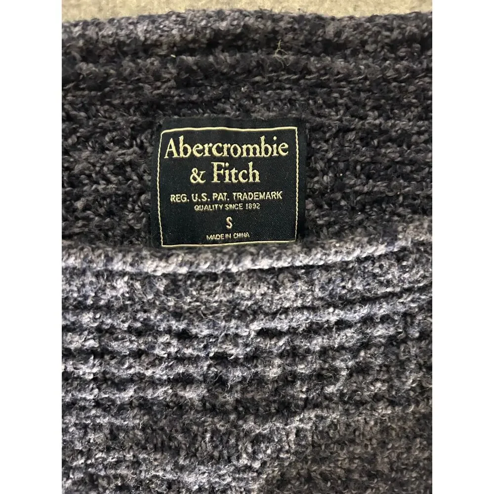 Abercrombie & Fitch‎ Womens Small Cropped Cable Knit Sweater Navy Blue Marled S